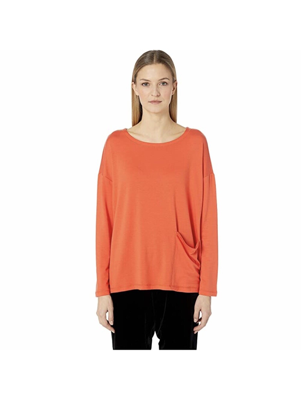 NEW Eileen Fisher Hot Red Tencel Stretch Terry Pocket Top PL
